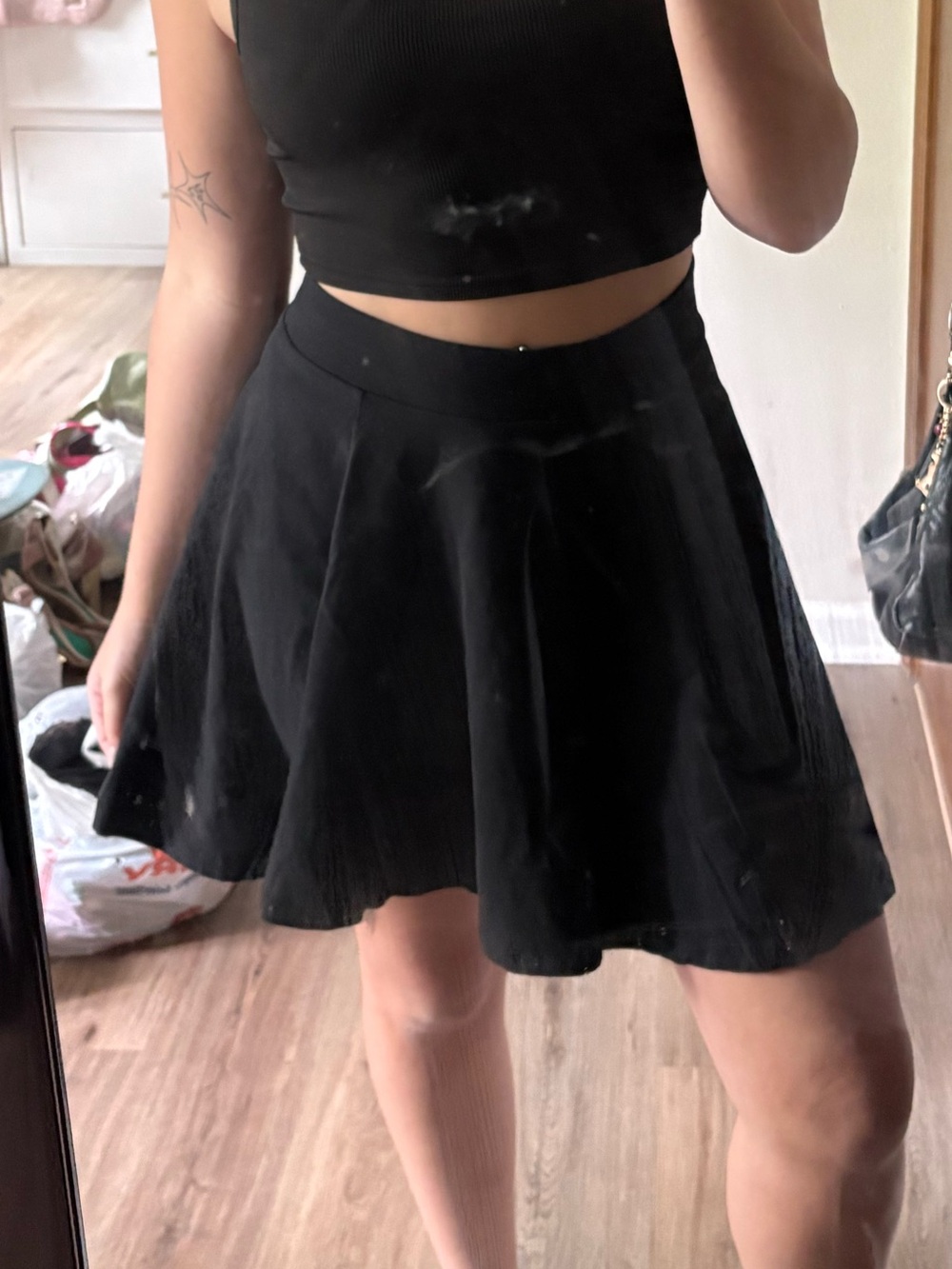 H&M Black Skater Mini Skirt